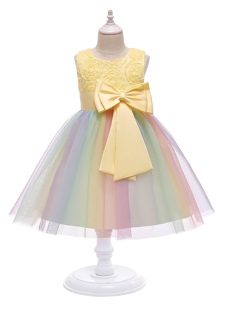 Loquat Summer new unicorn children's dress princess skirt children's dress girls  Yellow  - Image 1