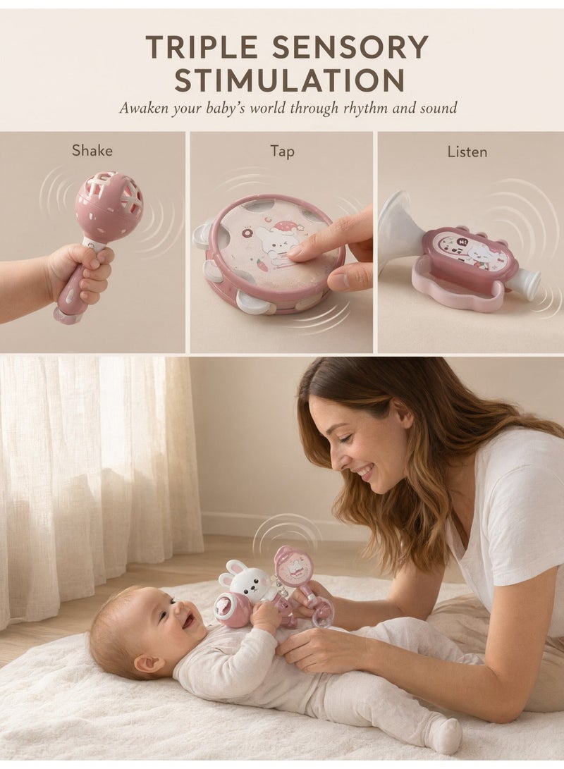 Vibe Mart 10-Piece Rattle playset Infant early education musical instruments Hand clapping drum toys Rattle toys Odorless and non-toxic Can be bitten Early education music enlightenment - Image 3