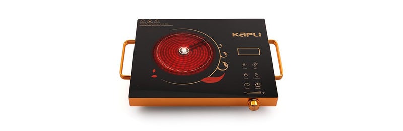Kapli 2000W Infrared Cooktop Touch Panel | Energy Efficient, Safety Auto-Off & Overheat Protection | Compatible With All Utensils + Free Ss Bbq Grill, Black, Radiant - Image 2
