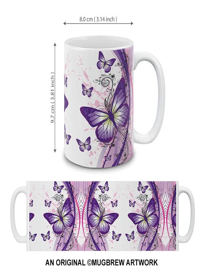MUGBREW كوب قهوة/شاي من السيراميك بلونين بنفسجيين على شكل فراشة من MUGBREW، سعة 11 أونصة - Image 4