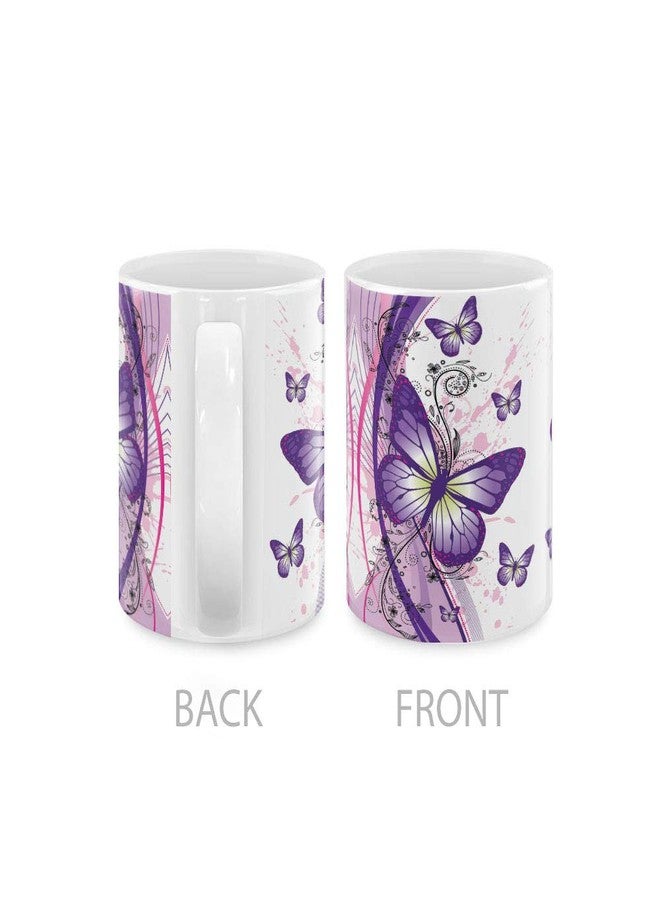 MUGBREW كوب قهوة/شاي من السيراميك بلونين بنفسجيين على شكل فراشة من MUGBREW، سعة 11 أونصة - Image 3