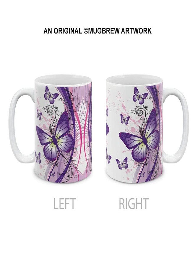 MUGBREW كوب قهوة/شاي من السيراميك بلونين بنفسجيين على شكل فراشة من MUGBREW، سعة 11 أونصة - Image 2