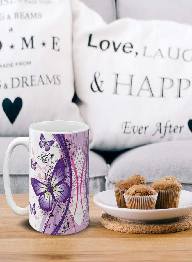 MUGBREW كوب قهوة/شاي من السيراميك بلونين بنفسجيين على شكل فراشة من MUGBREW، سعة 11 أونصة - Image 5