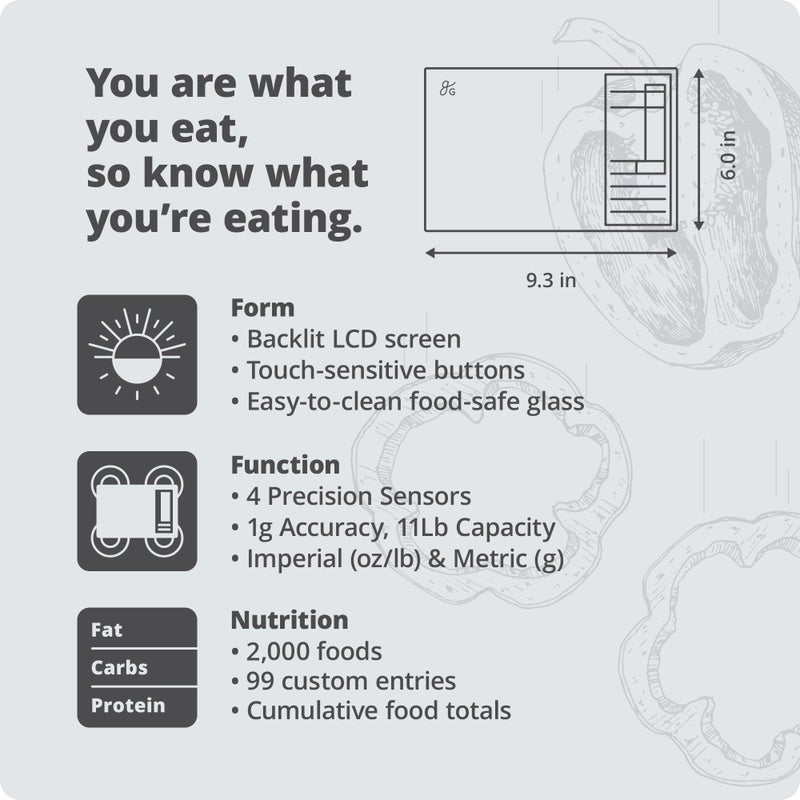 Greater Goods Nutrition Scale by Greater Goods with Food Grade Glass, Perfect for Calorie Counting, Meal Prep, and Weight Loss (Silver) - Image 5