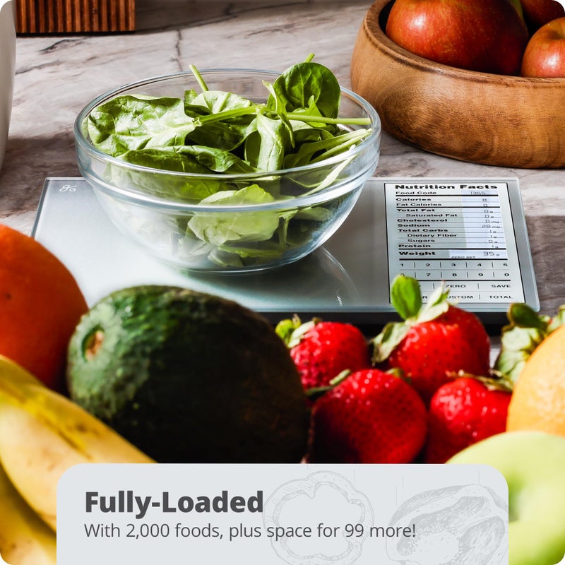 Greater Goods Nutrition Scale by Greater Goods with Food Grade Glass, Perfect for Calorie Counting, Meal Prep, and Weight Loss (Silver) - Image 4