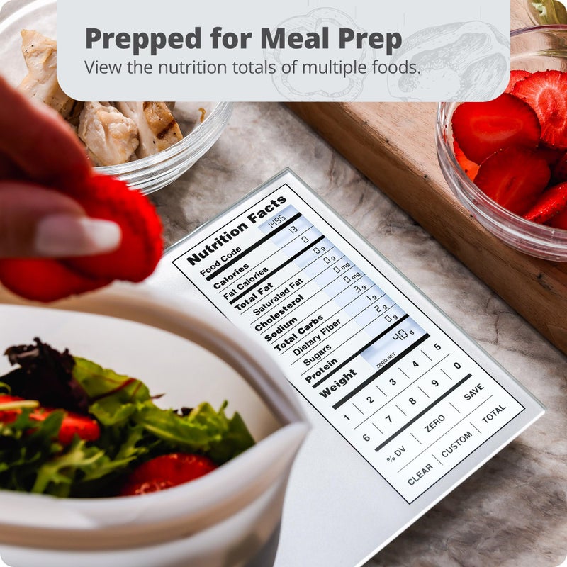 Greater Goods Nutrition Scale by Greater Goods with Food Grade Glass, Perfect for Calorie Counting, Meal Prep, and Weight Loss (Silver) - Image 3