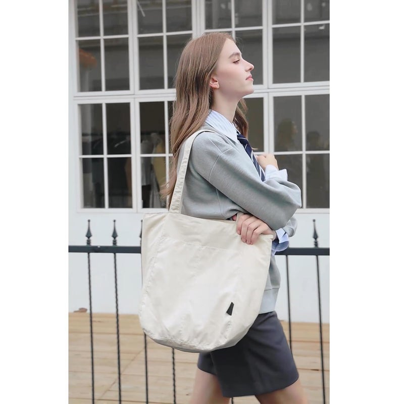 Barsine Tote Bag for Women Men Tote Purses and Handbags Lightweight Nylon Shoulder Bag for Work Travel Gym Yoga Dance, White - Image 2