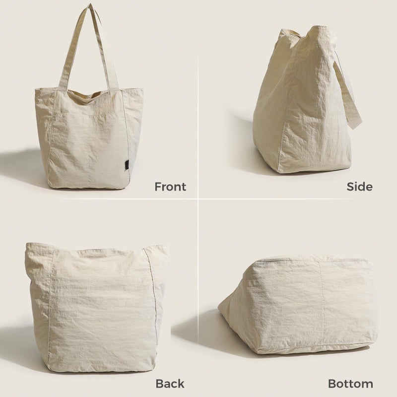 Barsine Tote Bag for Women Men Tote Purses and Handbags Lightweight Nylon Shoulder Bag for Work Travel Gym Yoga Dance, White - Image 3