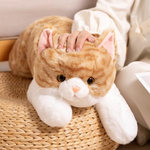 SNOWOLF Weighted Cat Stuffed Animals Plush Toy 197in Realistic Orange Cat Plushie Kawaii Toys Soft Ginger Kitten Doll Gift for Boys Girls Birthday Christmas - Image 5