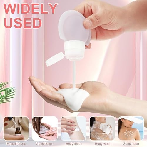 VIVUE Silicone Lotion Bottle | 60ml Reusable Portable Travel Bottles for Toiletries | Squeeze Container Dispenser Silicone Bottle For Shampoo, Lotion, Soap, Liquids 3 Pack - Image 3