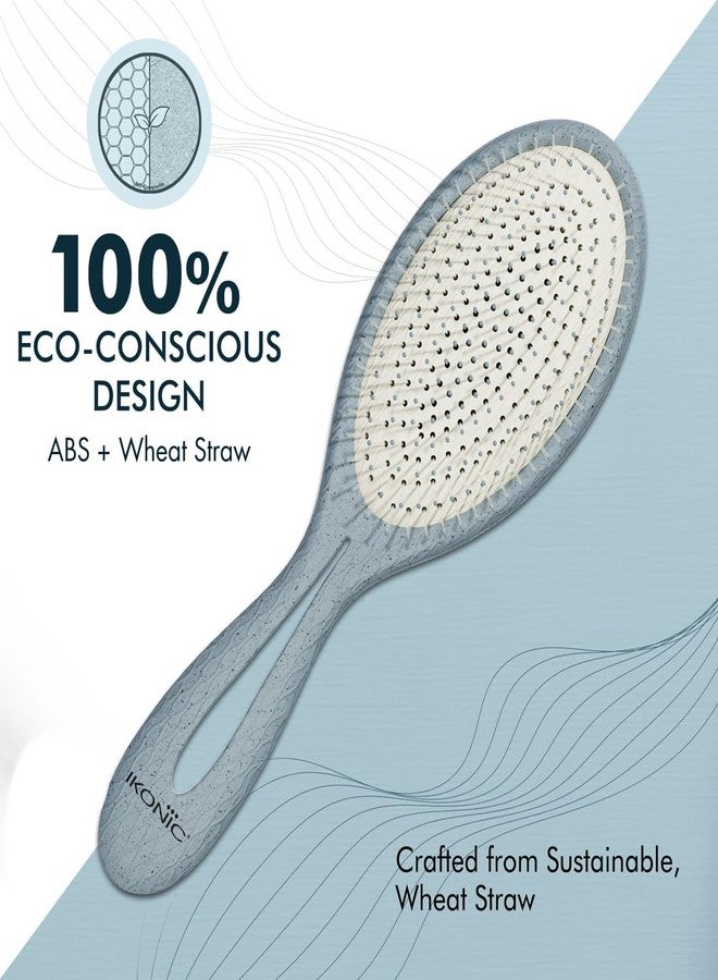 Ikonic Me Paddle Hair Brush IKM 2357 - eco Concious Flexible Nylon Bristles, Rounded Tips, TPR Cushioned Base, Pressure-Free Detangling, Breakage Control, Ergonomic Handle, Wet Dry Use – Powder Blue - Image 4