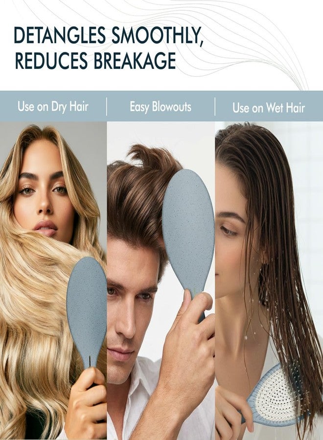 Ikonic Me Paddle Hair Brush IKM 2357 - eco Concious Flexible Nylon Bristles, Rounded Tips, TPR Cushioned Base, Pressure-Free Detangling, Breakage Control, Ergonomic Handle, Wet Dry Use – Powder Blue - Image 5