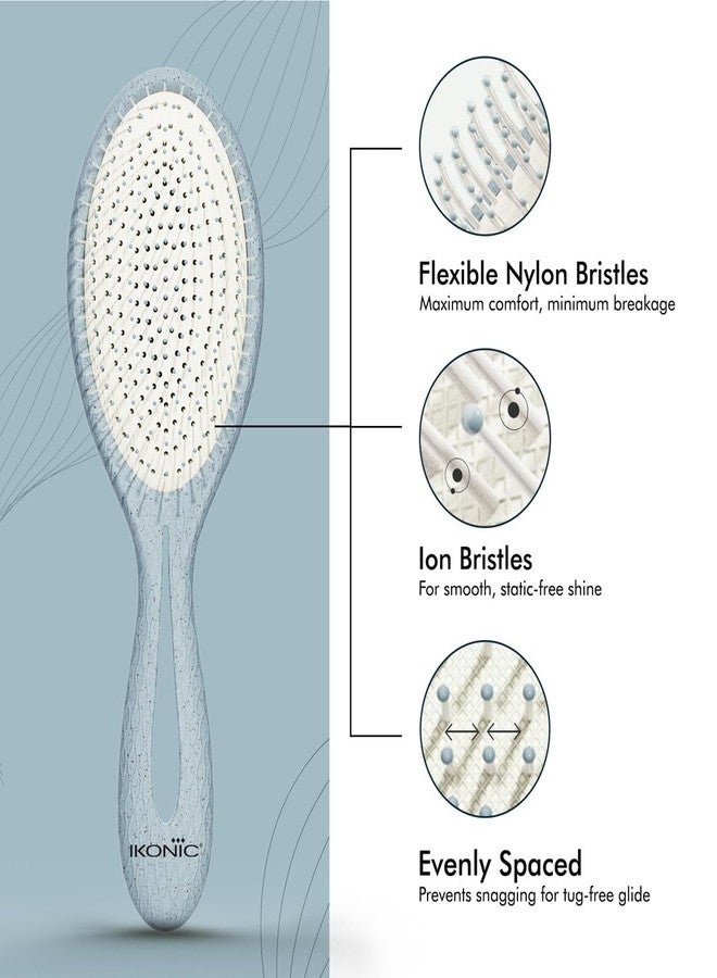 Ikonic Me Paddle Hair Brush IKM 2357 - eco Concious Flexible Nylon Bristles, Rounded Tips, TPR Cushioned Base, Pressure-Free Detangling, Breakage Control, Ergonomic Handle, Wet Dry Use – Powder Blue - Image 2