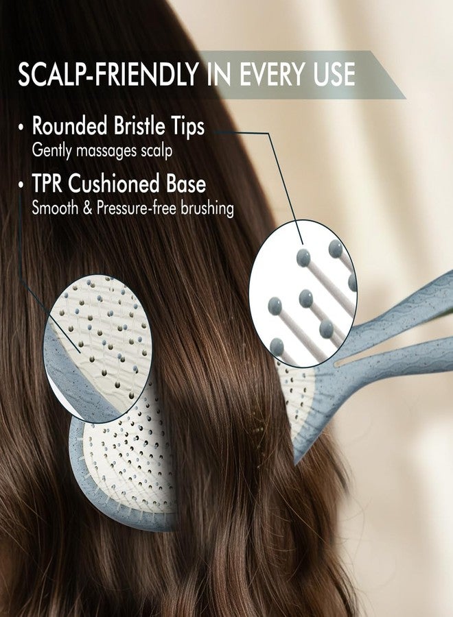 Ikonic Me Paddle Hair Brush IKM 2357 - eco Concious Flexible Nylon Bristles, Rounded Tips, TPR Cushioned Base, Pressure-Free Detangling, Breakage Control, Ergonomic Handle, Wet Dry Use – Powder Blue - Image 3
