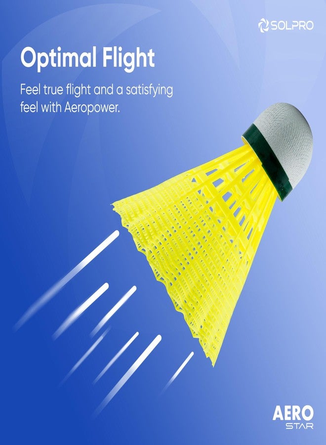 Solpro Aero Star Nylon Badminton Shuttlecock | Pack of 6 | Durable Slow Speed Shuttle for Training, Practice & Recreational Games, Stable Flight & Long-Lasting Performance - Image 3