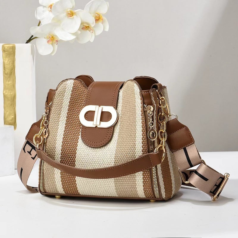 New Contrast Color All-Match Shoulder Bag Fashion Trendy New Style Handbag Textile Canvas Elegant - Image 4
