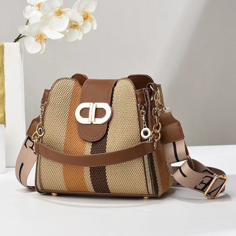New Contrast Color All-Match Shoulder Bag Fashion Trendy New Style Handbag Textile Canvas Elegant - Image 2