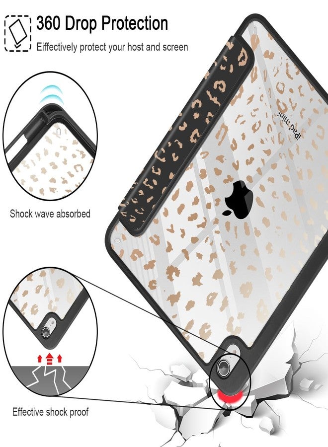 May Chen Slim Case for iPad mini 7 (A17 Pro, 7th Generation) 2024 / iPad mini 6 (6th Gen) 8.3 Inch, [Built-in Pencil Holder] Shockproof Cover Clear Clear Back Shell Auto Wake/Sleep, Leopard Print - Image 5