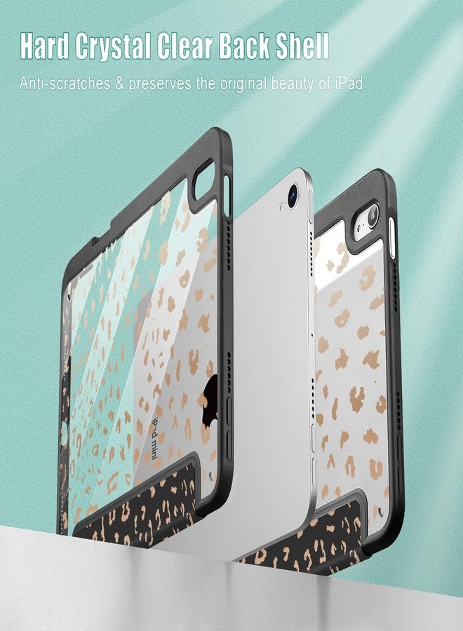 May Chen Slim Case for iPad mini 7 (A17 Pro, 7th Generation) 2024 / iPad mini 6 (6th Gen) 8.3 Inch, [Built-in Pencil Holder] Shockproof Cover Clear Clear Back Shell Auto Wake/Sleep, Leopard Print - Image 4