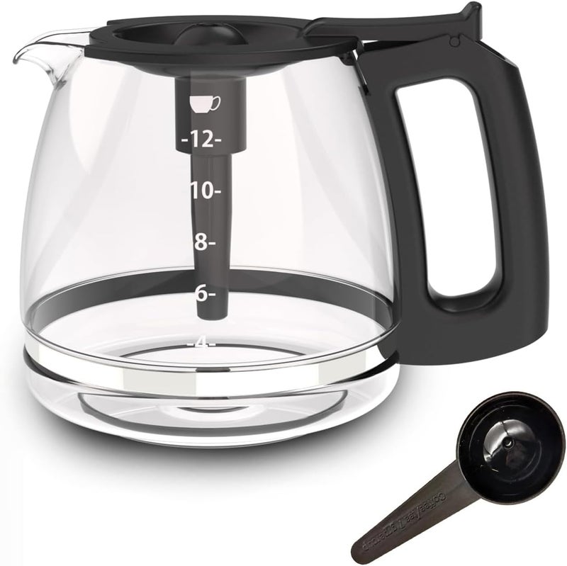 CUPALL 12-CUP Coffee Pot Replacement, Compatible with Black and Decker Coffee Maker carafe, Black Handle - Image 1