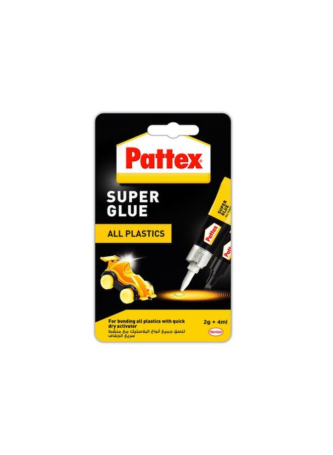 Pattex All Plastic Long-Lasting Super Glue with Quick Dry Activator Clear 2751621 - Image 1