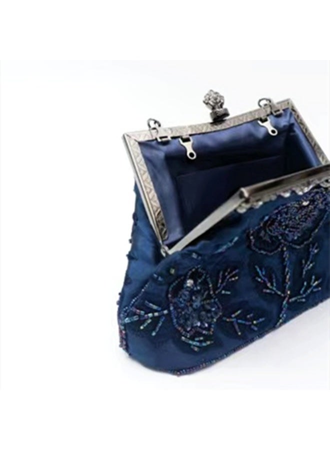 Women's Clutch Evening Bag Womens Vintage Floral Beaded Rhinestone Embroidery Clutch Women's Handbag Crossbody Bag Shoulder Bag with Removable Chain Perfect for Weddings, Ramadan, Birthdays,Prom Party - Image 4