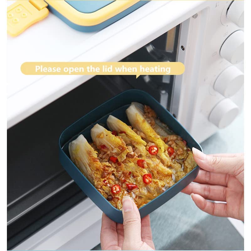 OANGO 2 Compartment Plastic Lunch Box Leak Proof Lunch Boxes Safe Food Containers for Adults and Kids Multicolor Square Lunch Box - Image 5