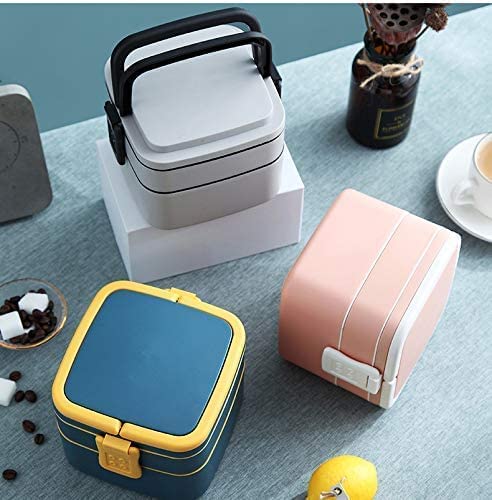 OANGO 2 Compartment Plastic Lunch Box Leak Proof Lunch Boxes Safe Food Containers for Adults and Kids Multicolor Square Lunch Box - Image 4