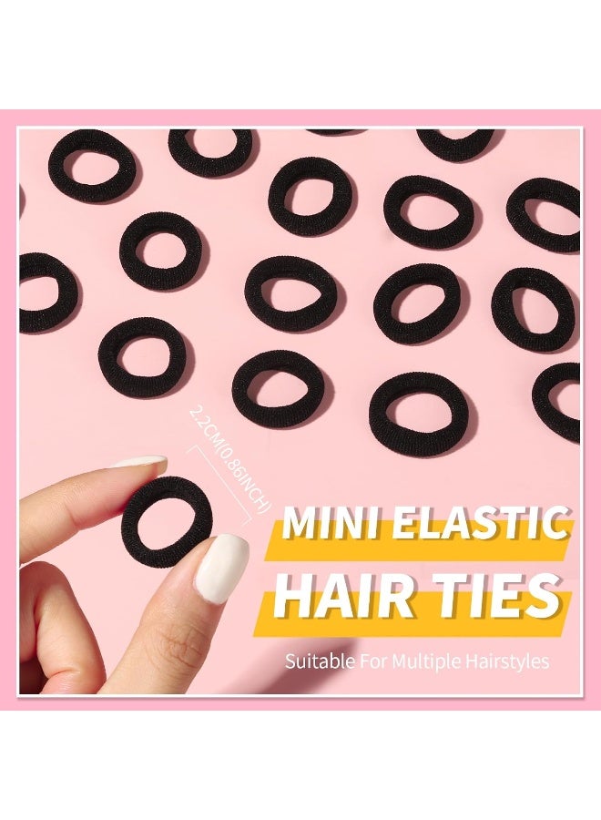 YGDZ 300PCS Black Cotton Hair Ties: Mini Elastic Ponytail Holders and Seamless Hair Bands for Little Girls, Kids, and Toddlers - Image 3