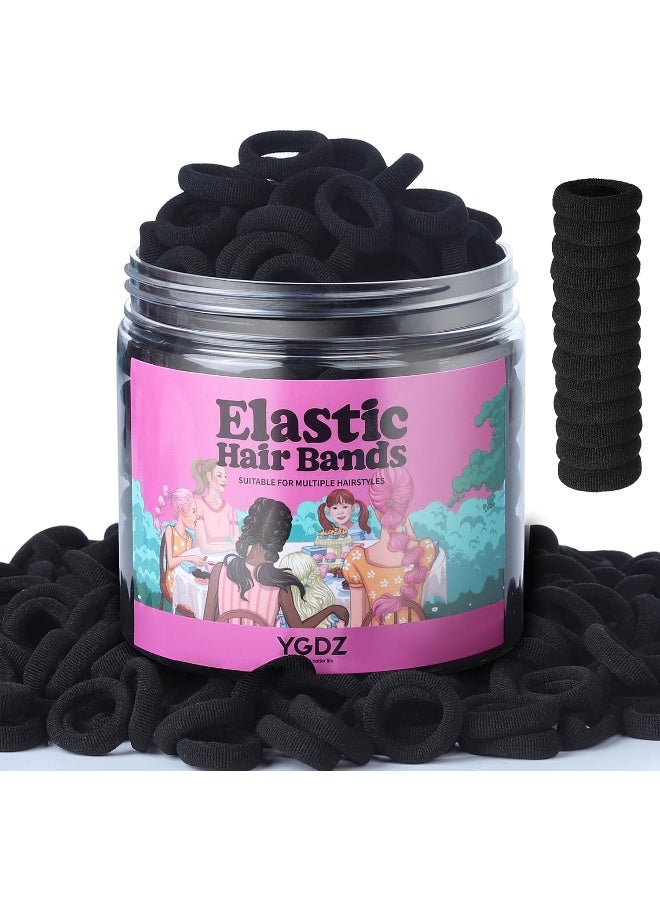 YGDZ 300PCS Black Cotton Hair Ties: Mini Elastic Ponytail Holders and Seamless Hair Bands for Little Girls, Kids, and Toddlers - Image 1