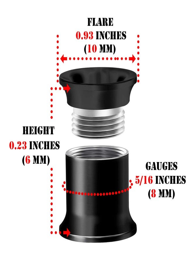 BIG GAUGES Pair of Internally Threaded Surgical Steel Black Double Flared Piercing Jewelry Stretcher Ear Plug Earring Lobe Tunnel, Stainless Steel,Metal,Steel, - Image 2