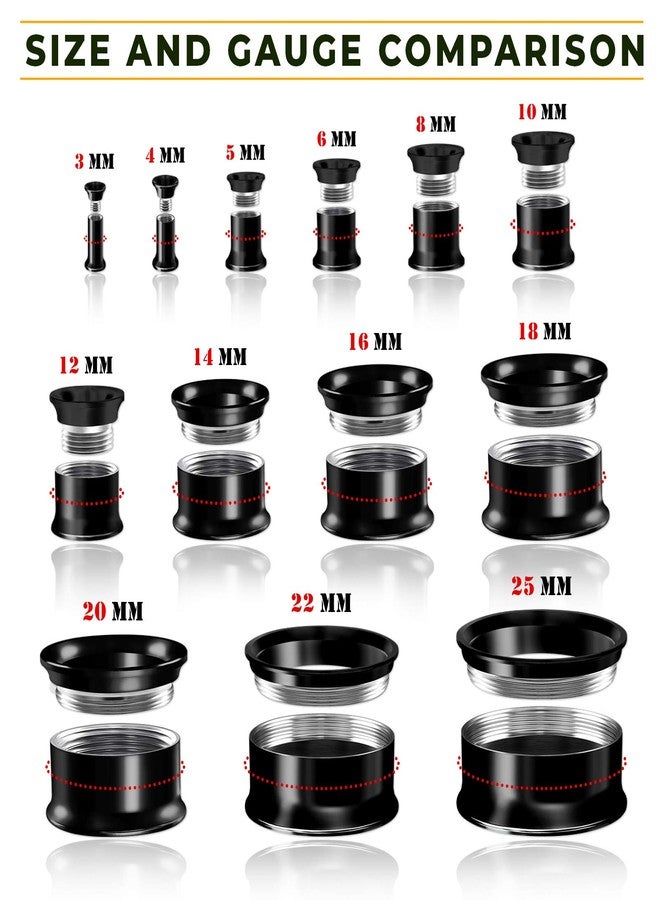 BIG GAUGES Pair of Internally Threaded Surgical Steel Black Double Flared Piercing Jewelry Stretcher Ear Plug Earring Lobe Tunnel, Stainless Steel,Metal,Steel, - Image 5