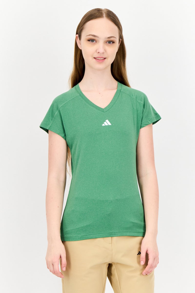 Adidas Women Sportswear Fit Short Sleeves Tops, Green  - Image 1