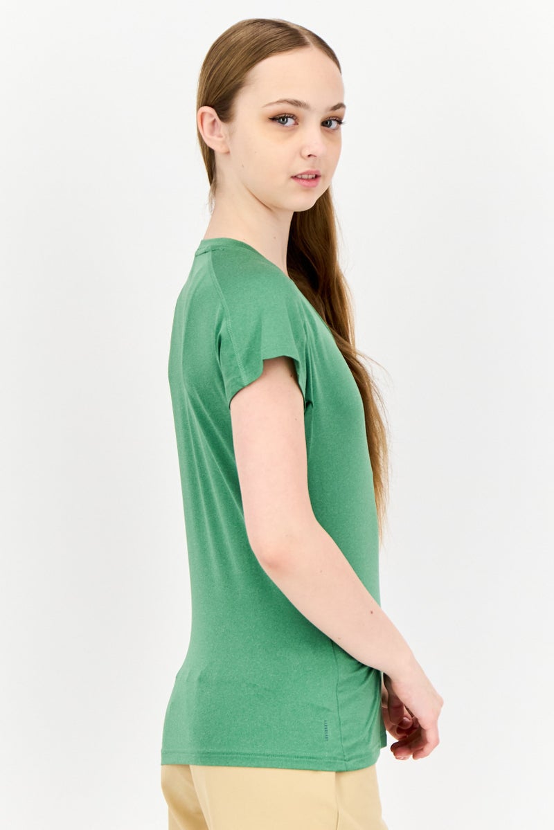 Adidas Women Sportswear Fit Short Sleeves Tops, Green  - Image 2
