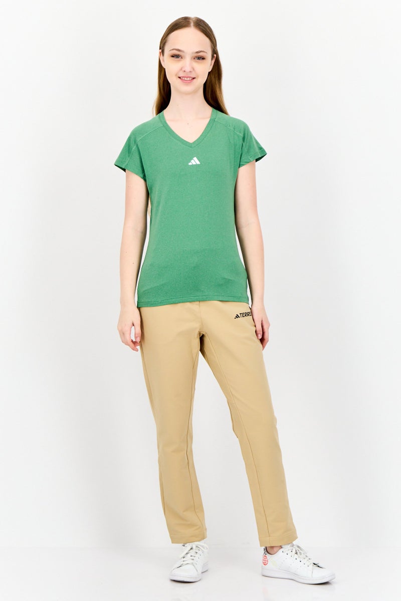 Adidas Women Sportswear Fit Short Sleeves Tops, Green  - Image 4