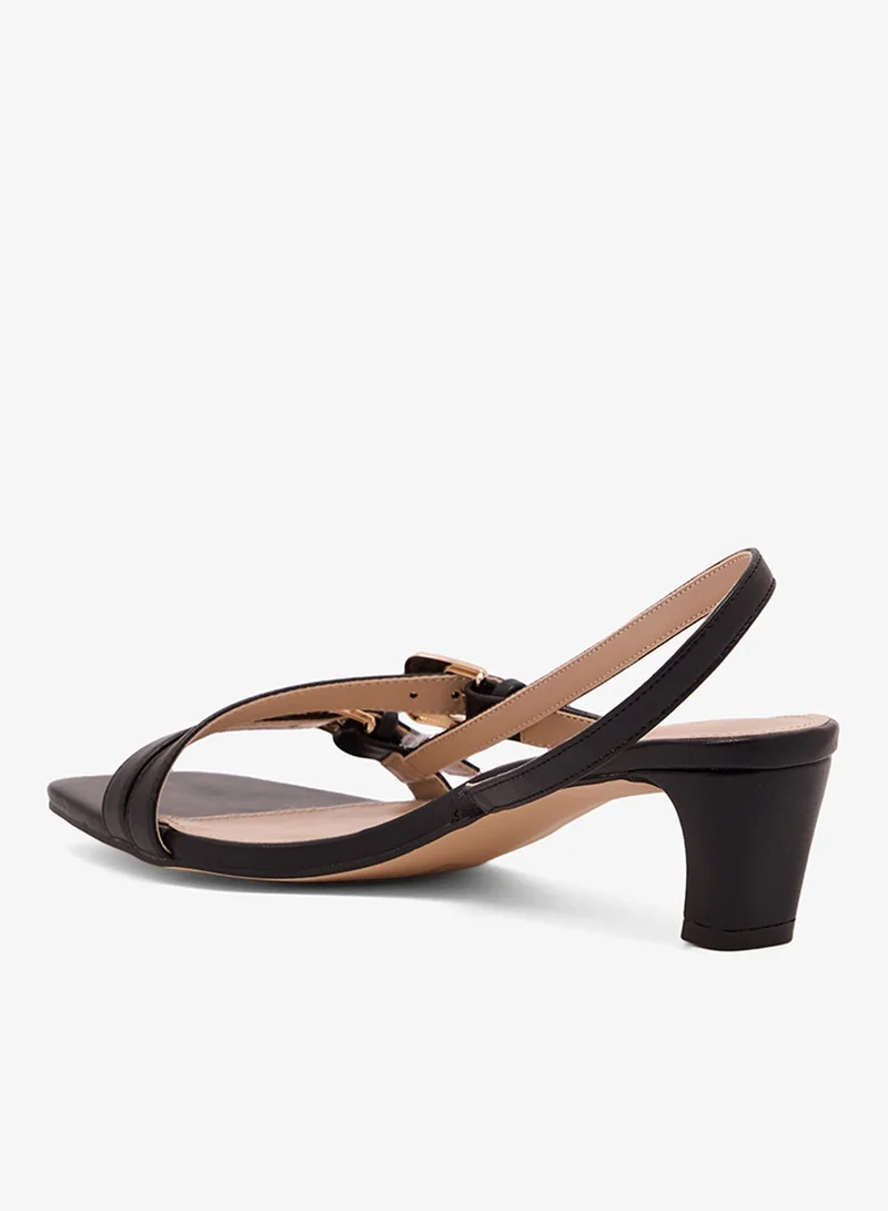 Raid BLACK PU Sling Back Heeled Sandals for Women | Best Price UAE