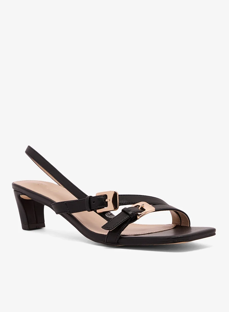 Raid BLACK PU Sling Back Heeled Sandals for Women | Best Price UAE