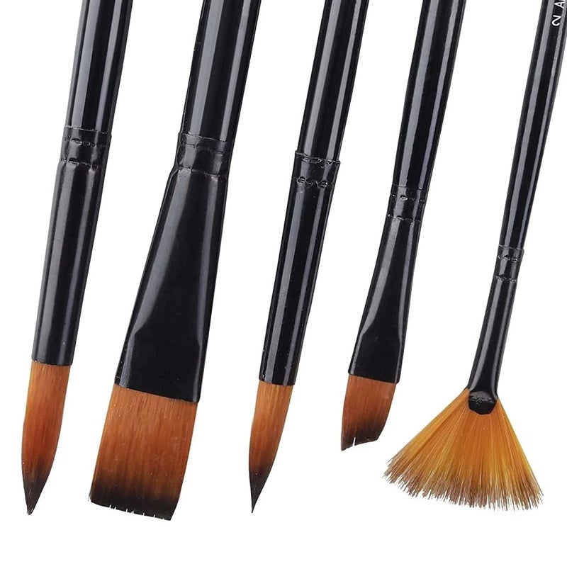 Kabeer Art Short Black Handle Synthetic Mix Paint Brush Set, 5 Pieces - Image 3