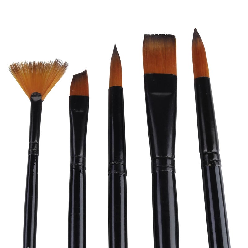 Kabeer Art Short Black Handle Synthetic Mix Paint Brush Set, 5 Pieces - Image 4