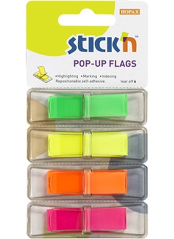 Red Hopax Stickn Index Sign Tape Film 45X12 Neon 4 Colors 40 Sheets 4-2601700-5001 