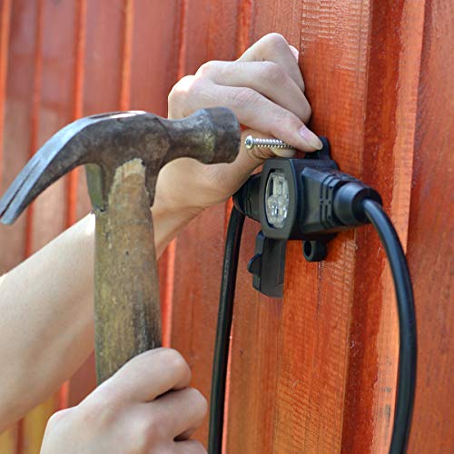 Yodotek 25FT Multiple Power Extension Cord Black,4 Evenly-Spaced Inline Outlet, LED Indicator.16 Gauge 13Amp 1625Watts,Weatherproof Ideal for Outdoor Landscaping Lighting,Holiday Decoration ETL Listed - Image 4