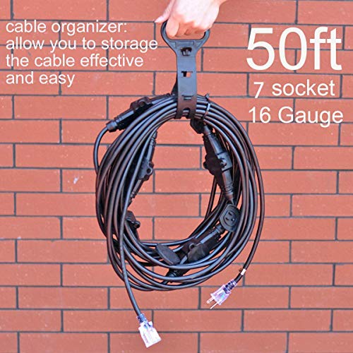 Yodotek 25FT Multiple Power Extension Cord Black,4 Evenly-Spaced Inline Outlet, LED Indicator.16 Gauge 13Amp 1625Watts,Weatherproof Ideal for Outdoor Landscaping Lighting,Holiday Decoration ETL Listed - Image 2