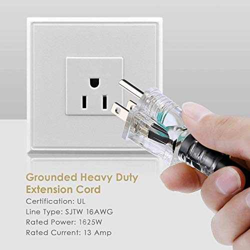 Yodotek 25FT Multiple Power Extension Cord Black,4 Evenly-Spaced Inline Outlet, LED Indicator.16 Gauge 13Amp 1625Watts,Weatherproof Ideal for Outdoor Landscaping Lighting,Holiday Decoration ETL Listed - Image 3