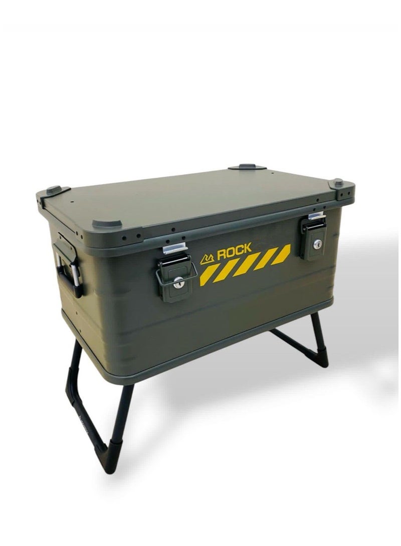 Rock Portable Storage Box 50L Camping Hand Box with Folding Stand Lock - Image 2