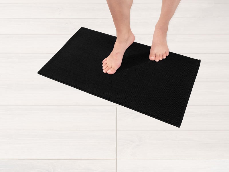 American Soft Linen American Soft Linen Bath Rug 17 in 24 in 100 Cotton Bath Mats Rugs for Bathroom Slip Reducer Washable Shaggy Form Area Rugs Black Bath Rug