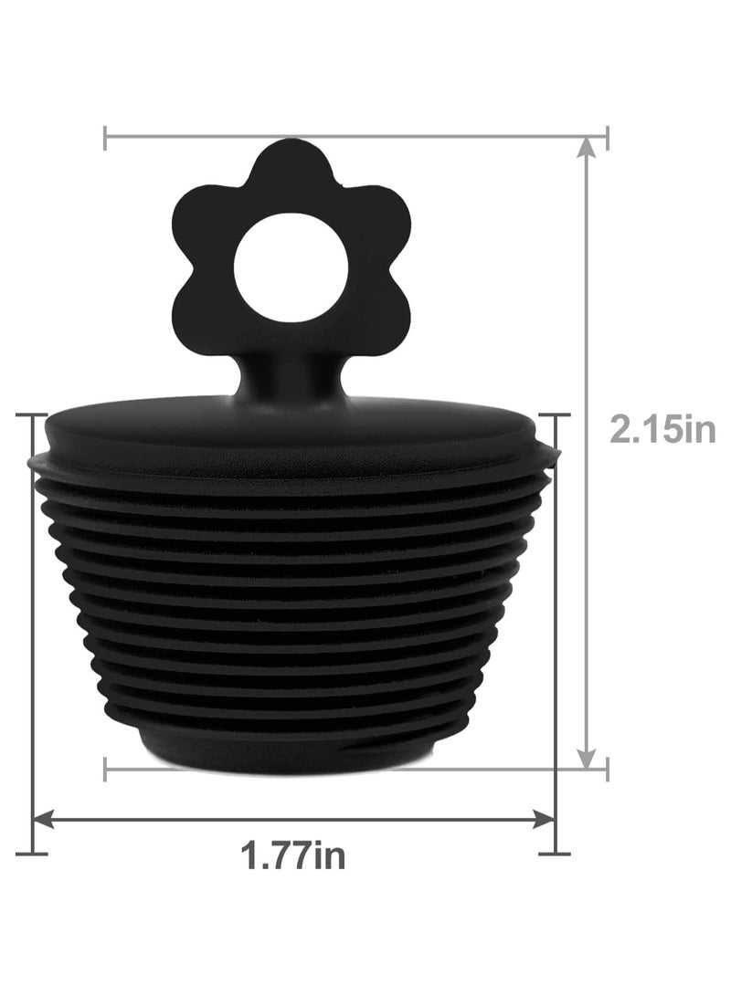 Universal Silicone Bathtub Plug Set 2 Pack Eco Friendly Drain Stopper for Kitchen and Bathroom Sinks Black Color - Image 1