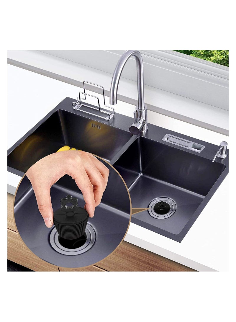 Universal Silicone Bathtub Plug Set 2 Pack Eco Friendly Drain Stopper for Kitchen and Bathroom Sinks Black Color - Image 4