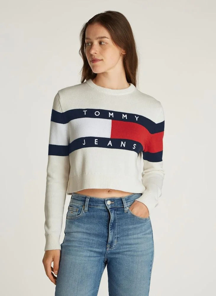 تومي جينز Crew Neck Color Block Sweater