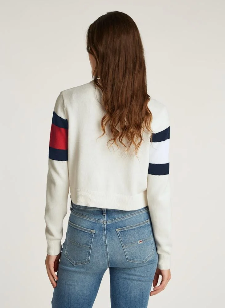 تومي جينز Crew Neck Color Block Sweater