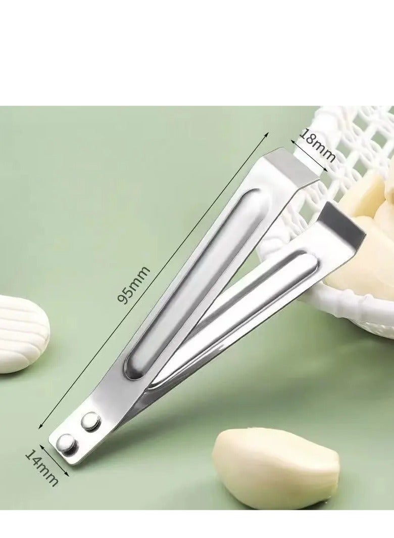 3-Piece Stainless Steel Garlic Peeler– Easy and Quick Garlic Skin Remover Tongs for Kitchen Use  - Image 1